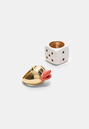 Набор из 2 колец: кубик и уточка- Заказать в России