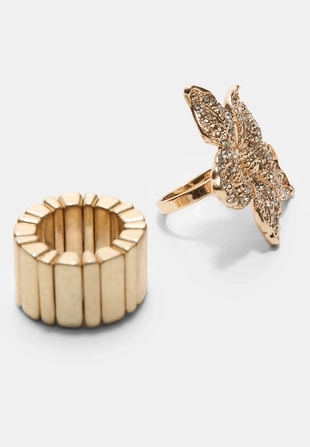 Набор из 2 колец с цветком и блестящей отделкой- Заказать в России