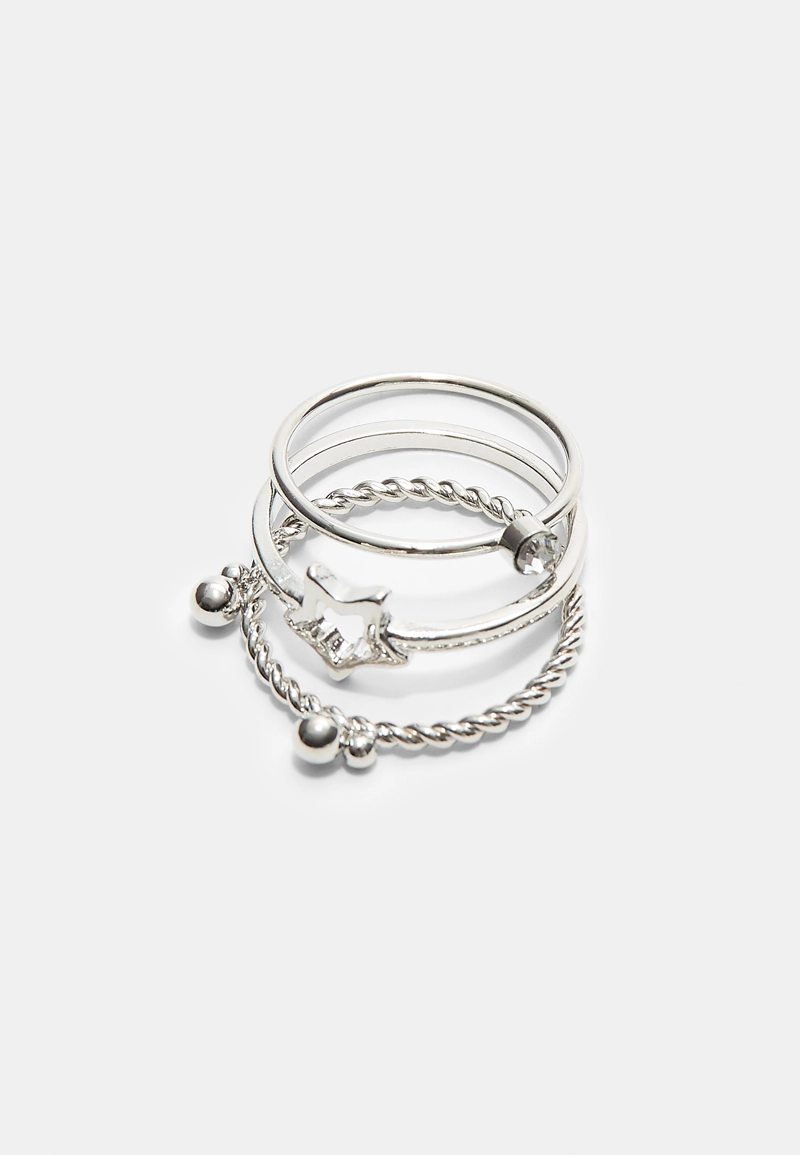 Набор из 5 комбинированных колец «Каскад»