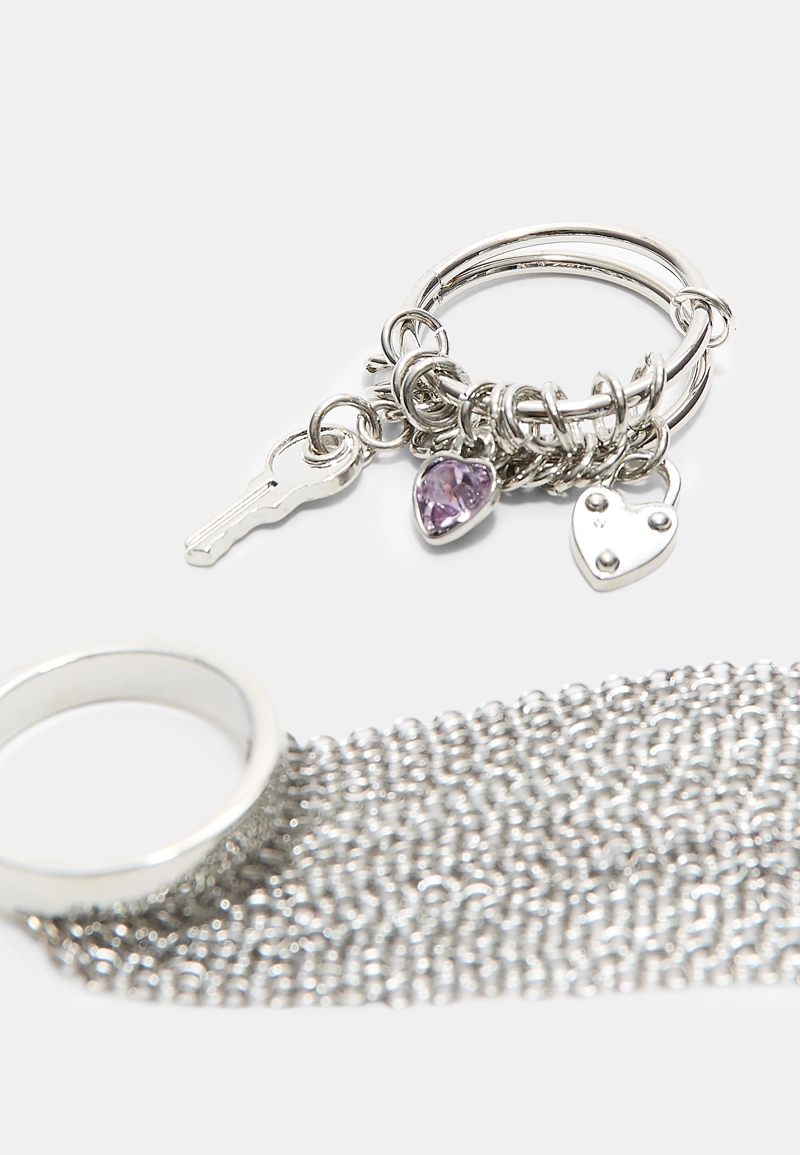 Набор из 5 комбинированных колец «Каскад»