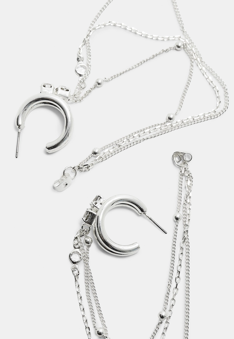 Длинные серьги с кольцами и цепочками