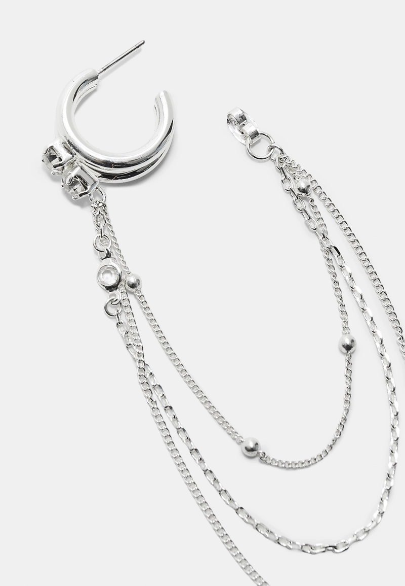 Длинные серьги с кольцами и цепочками