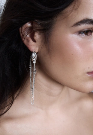 Длинные серьги с кольцами и цепочками- Заказать в России