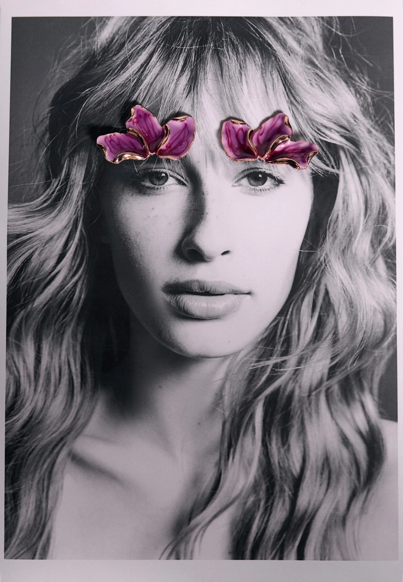 Серьги-веера с эмалью