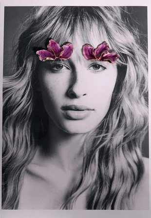 Серьги-веера с эмалью- Заказать в России