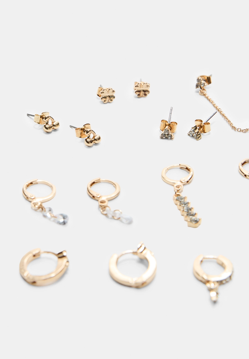 Набор из 9 серег с вишнями и блестящей отделкой