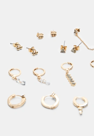 Набор из 9 серег с вишнями и блестящей отделкой- Заказать в России