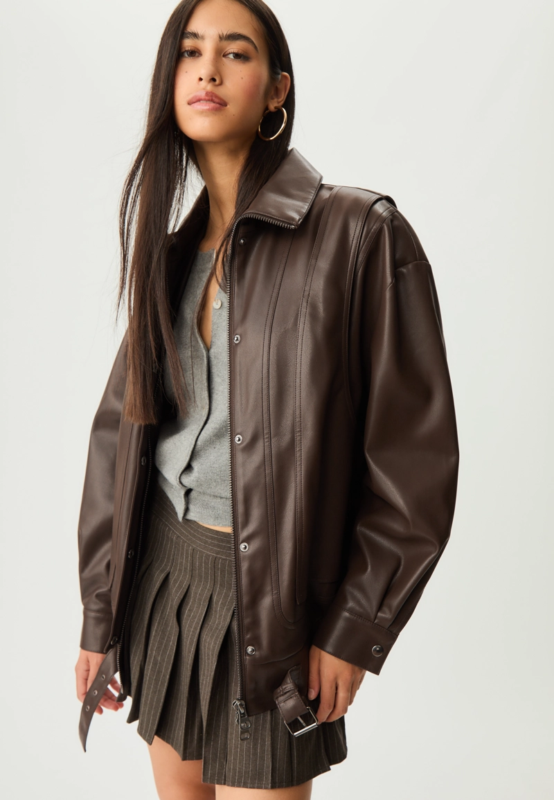 Куртка оверсайз из искусственной кожи