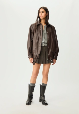 Куртка оверсайз из искусственной кожи- Заказать в России