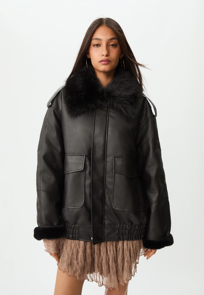 Комбинированная куртка из искусственной кожи