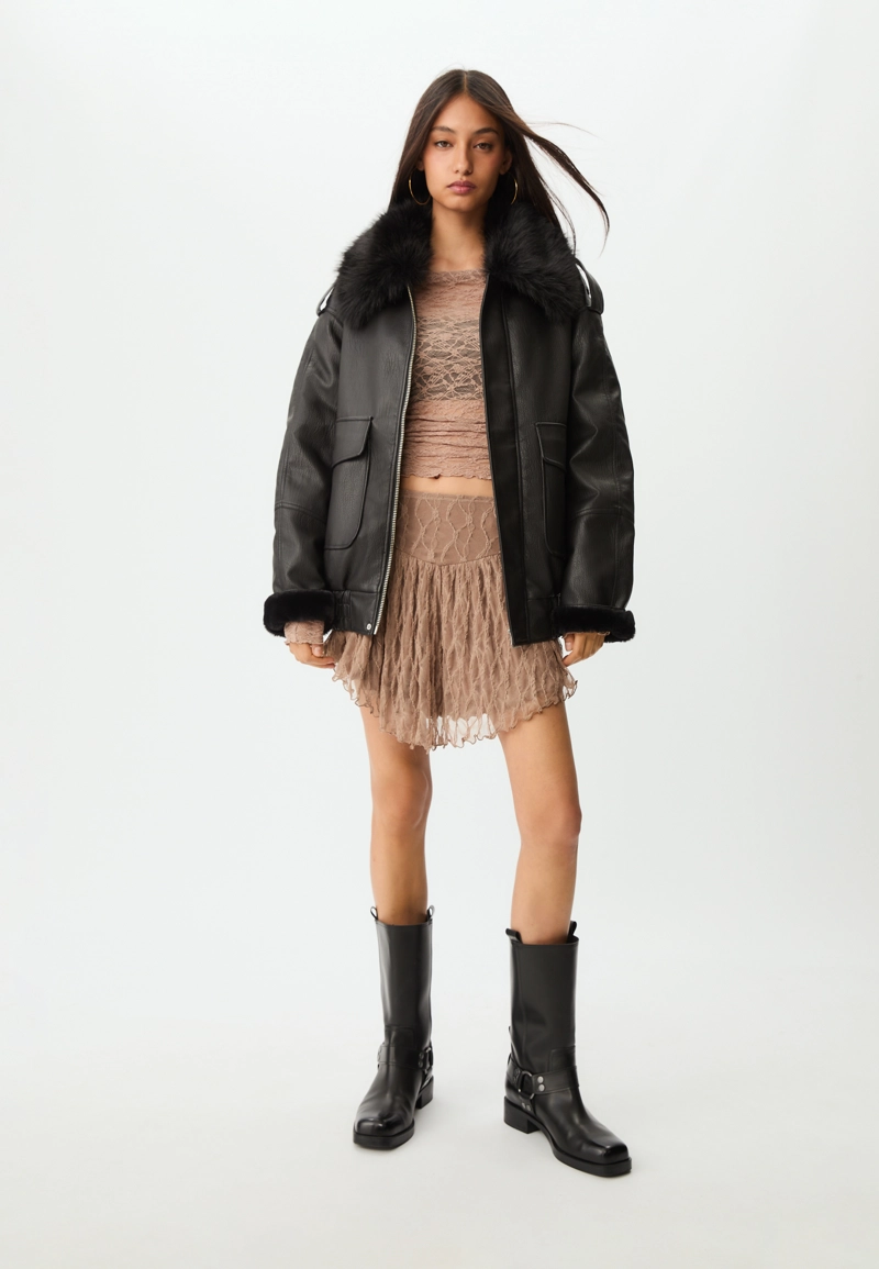 Комбинированная куртка из искусственной кожи