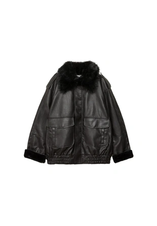 Комбинированная куртка из искусственной кожи- Заказать в России