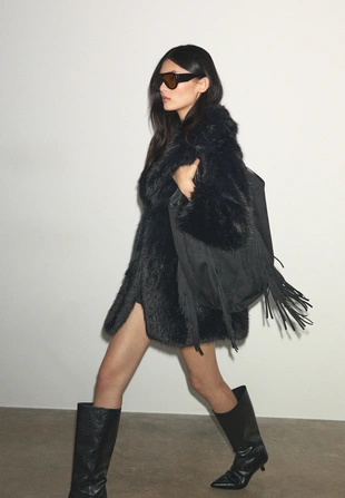 Пальто из искусственного меха стандартной длины- Заказать в России