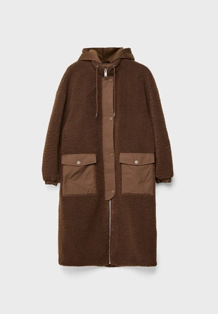 LONG FAUX SHEARLING LINED COAT- Заказать в России