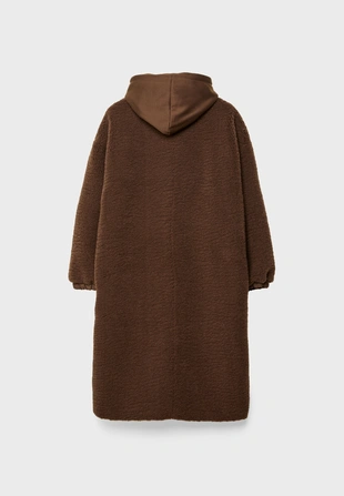 LONG FAUX SHEARLING LINED COAT- Заказать в России