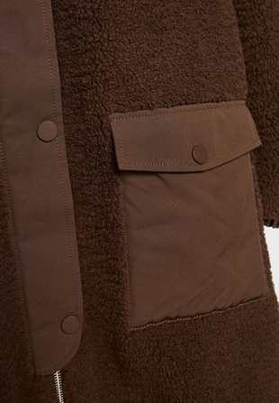 LONG FAUX SHEARLING LINED COAT- Заказать в России