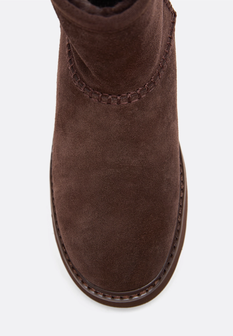 Ботинки из кожи на плоской подошве с меховой подкладкой