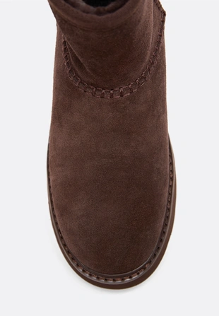 Ботинки из кожи на плоской подошве с меховой подкладкой- Заказать в России