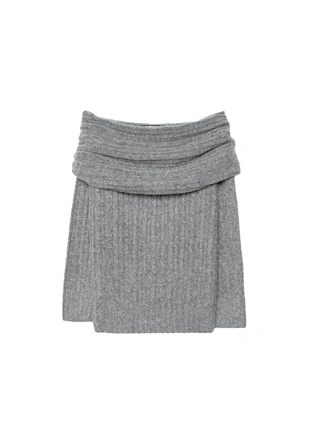 Асимметричный джемпер в рубчик с открытыми плечами- Заказать в России