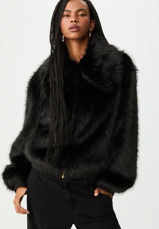 Куртка из искусственного меха на молнии- Заказать в России