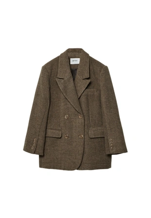 Объемный двубортный пиджак в елочку- Заказать в России