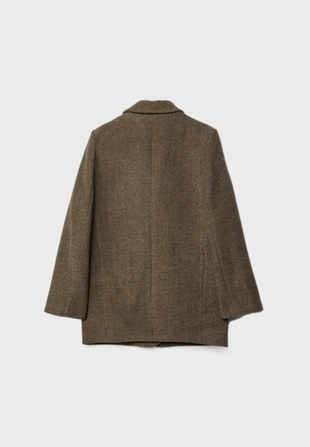 Объемный двубортный пиджак в елочку- Заказать в России