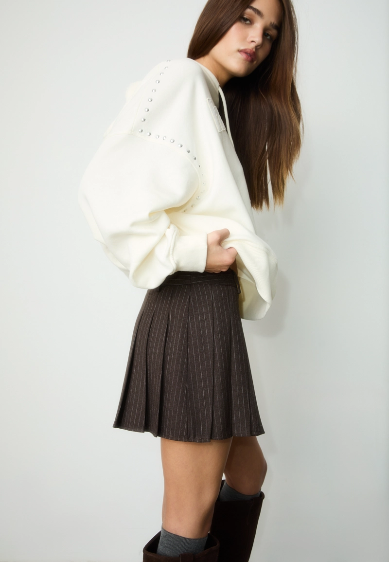 Мини-юбка в полоску с плиссировкой