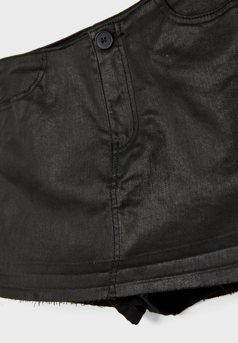 Мини-юбка-шорты с вощеным покрытием