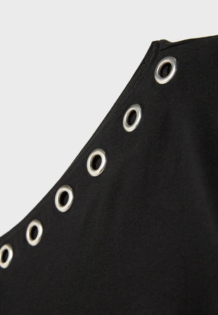 Короткое асимметричное платье с люверсами- Заказать в России