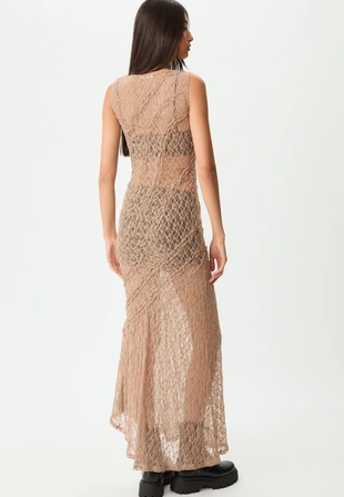 Длинное асимметричное кружевное платье- Заказать в России