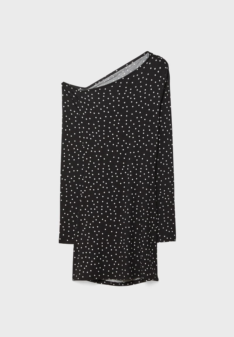 Короткое платье в горошек