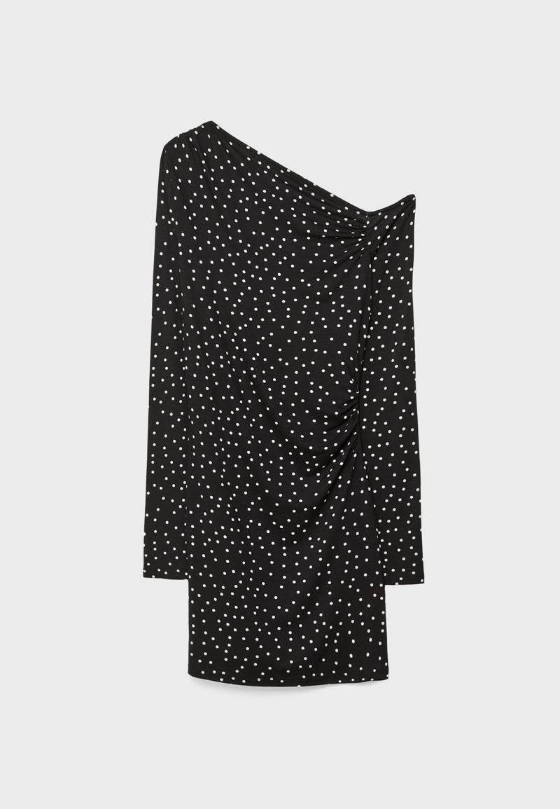 Короткое платье в горошек