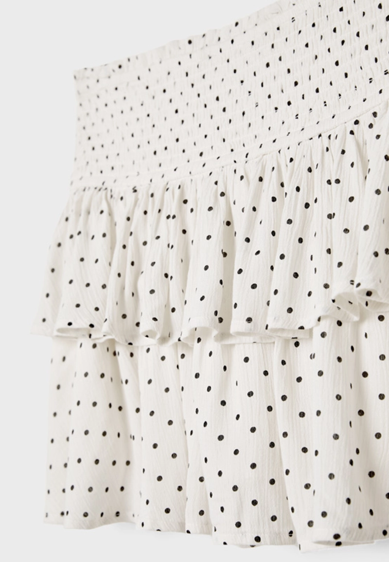 Мини-юбка-брюки с воланами