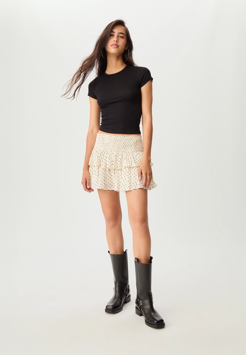 Мини-юбка-брюки с воланами