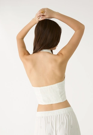 Топ халтер с вышивкой- Заказать в России