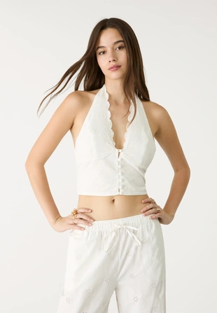 Топ халтер с вышивкой- Заказать в России