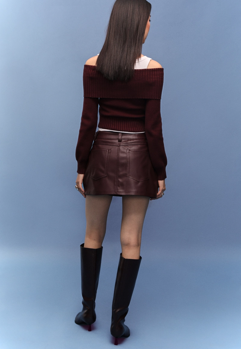 D62 Мини-юбка-шорты из искусственной кожи