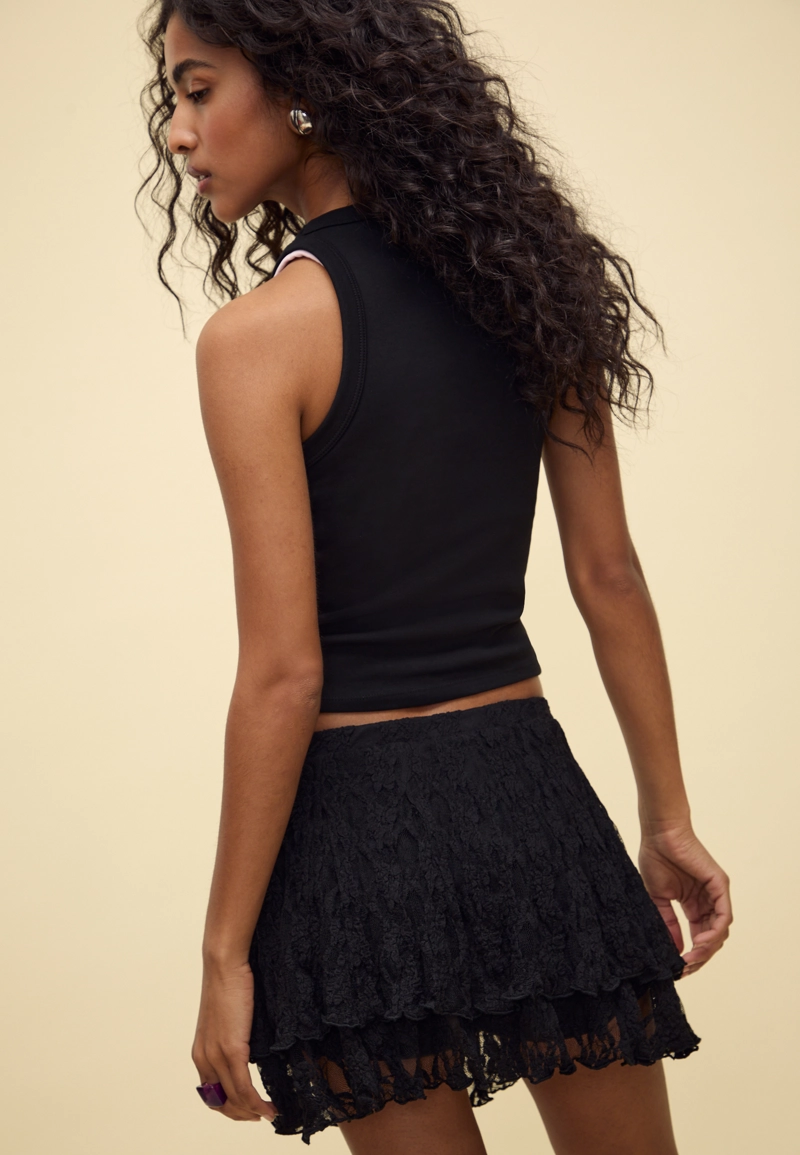 Легкая юбка-брюки с кружевом