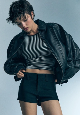 Мини-шорты со шлевками- Заказать в России