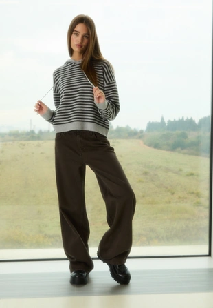 STRIPED HOODED SWEATER- Заказать в России