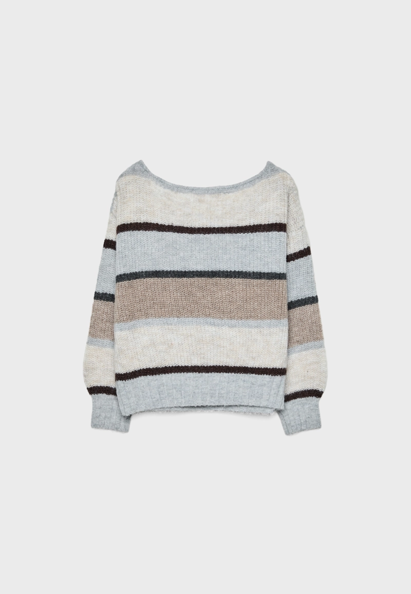 Джемпер в полоску с вырезом-лодочкой