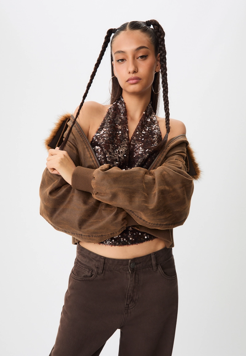 Драпированный топ с блестками