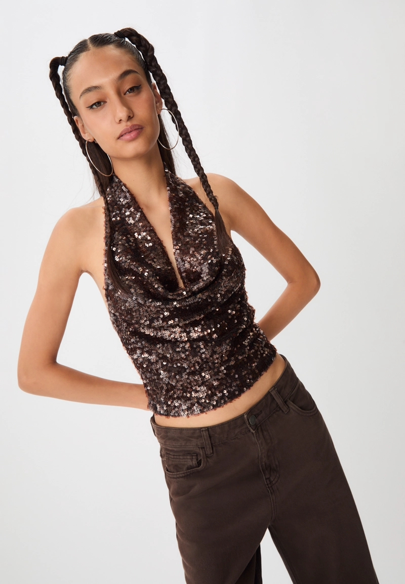 Драпированный топ с блестками