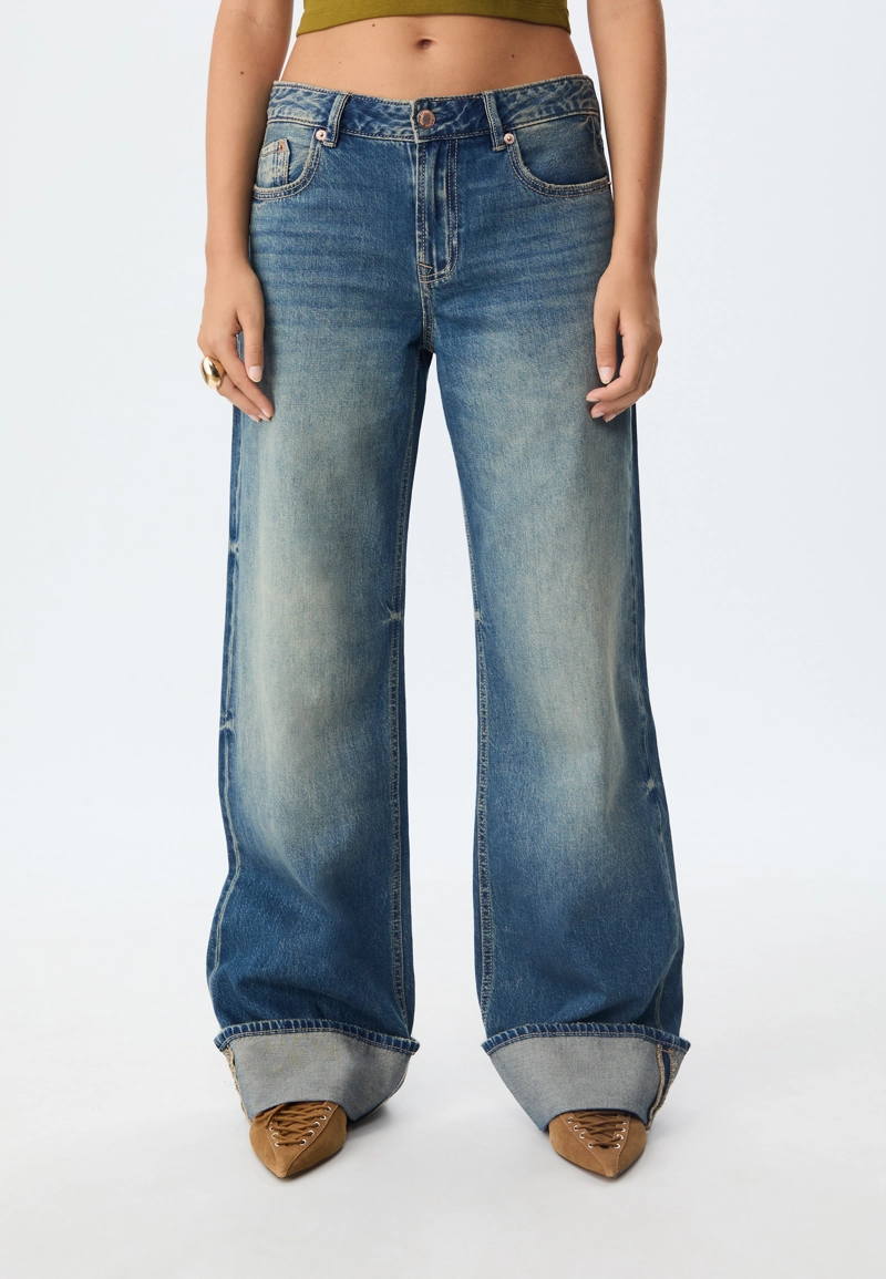 Джинсы D91 с низкой посадкой и широкими штанинами