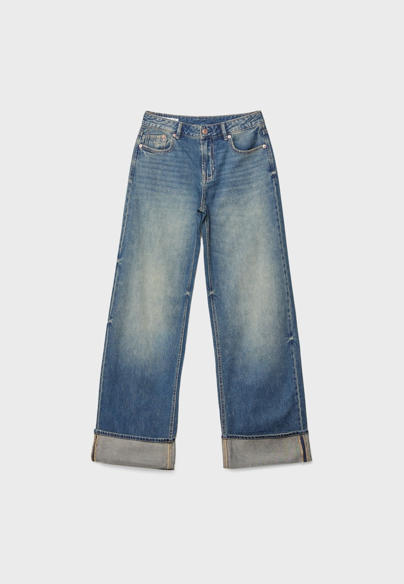 Джинсы D91 с низкой посадкой и широкими штанинами