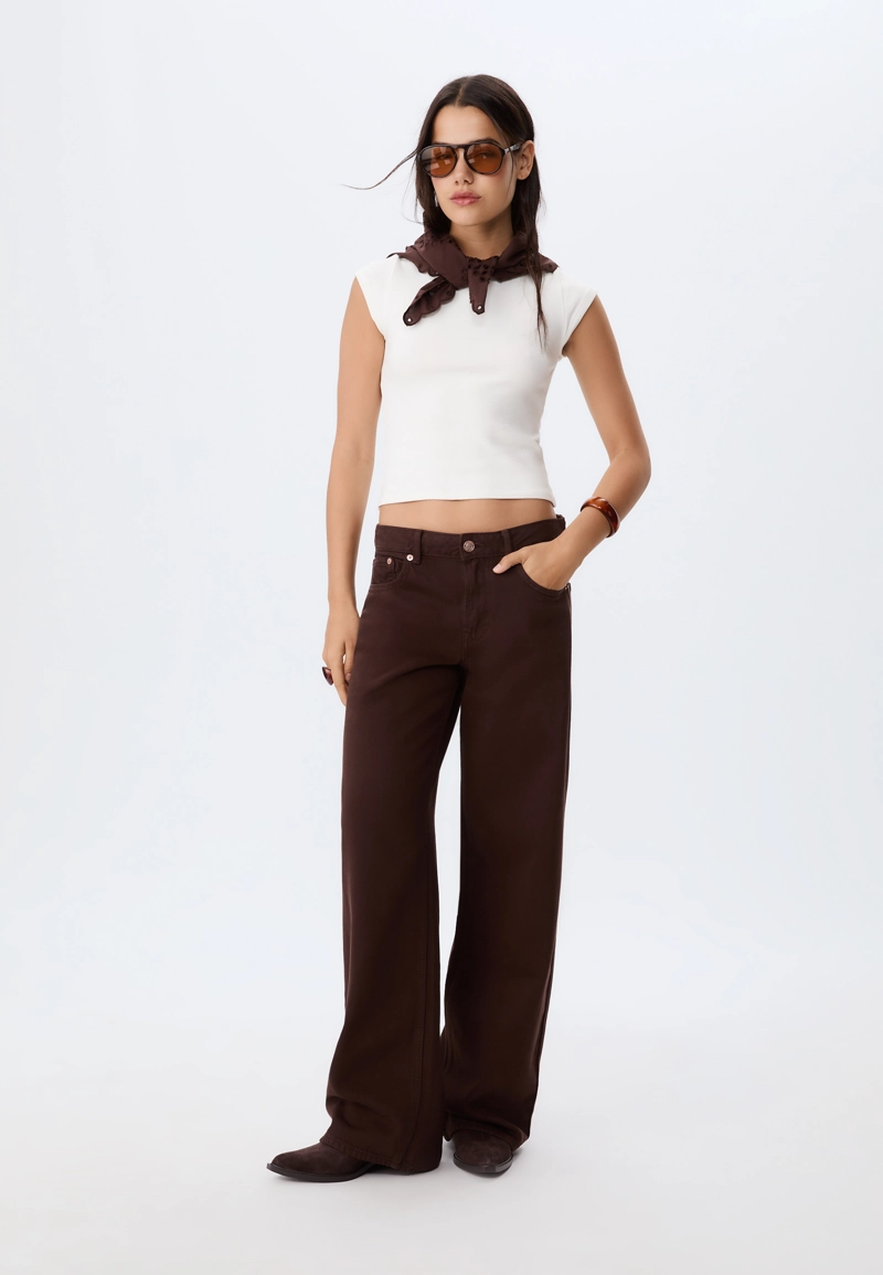 Джинсы D91 с низкой посадкой и широкими штанинами