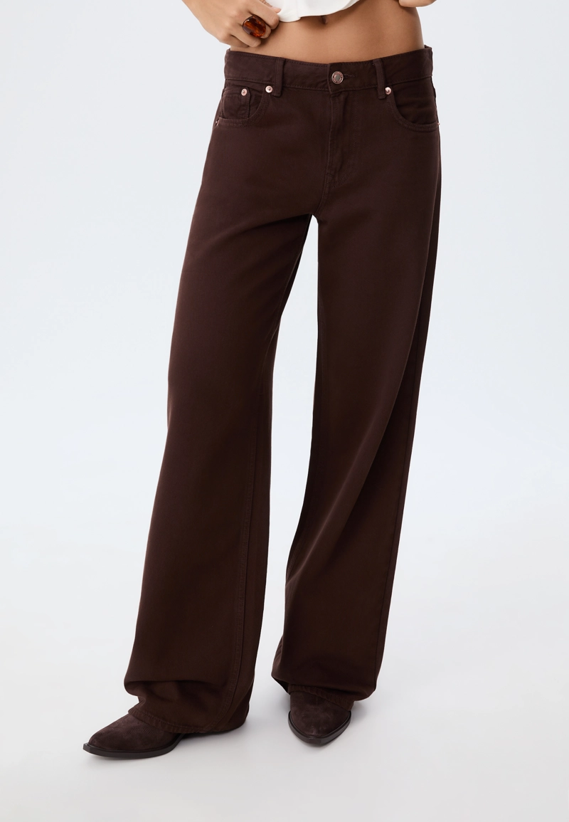 Джинсы D91 с низкой посадкой и широкими штанинами