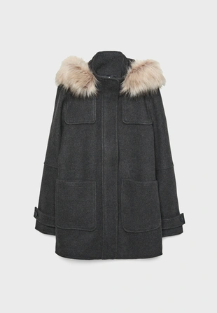Пальто с меховым капюшоном- Заказать в России