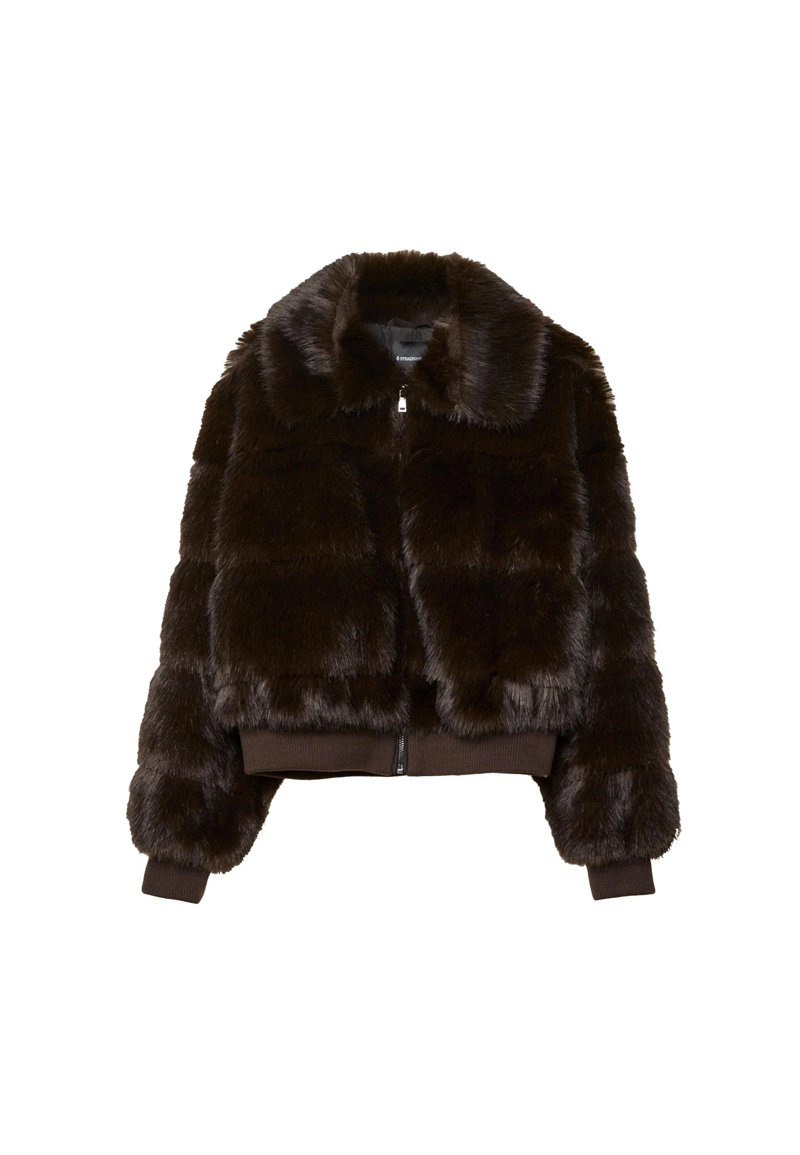 Бомбер из искусственного меха на молнии