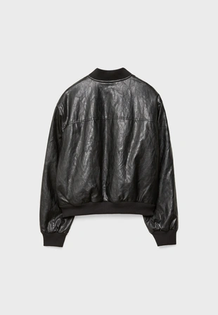 Стеганая куртка-бомбер из искусственной кожи- Заказать в России